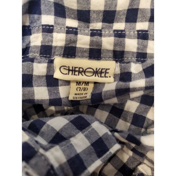 Cherokee Shirt Blue White Checkered 7/8 Boys - Picture 3 of 3